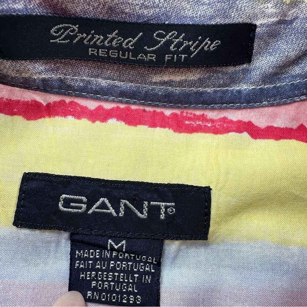 GANT Printed Striped Oxford Shirt Mens Medium Long Sleeve Lightweight - Picture 3 of 9